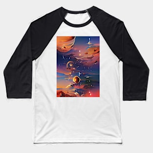 SURREAL PLANETS IN A PINK GALAXY Baseball T-Shirt